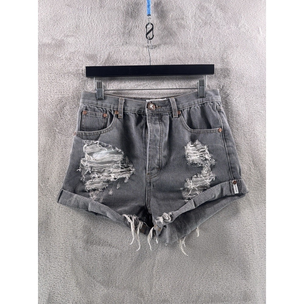 ONE‎ TEASPOON Outlaws Denim Shorts Womens Size 25 Gray Distressed Cutoff
